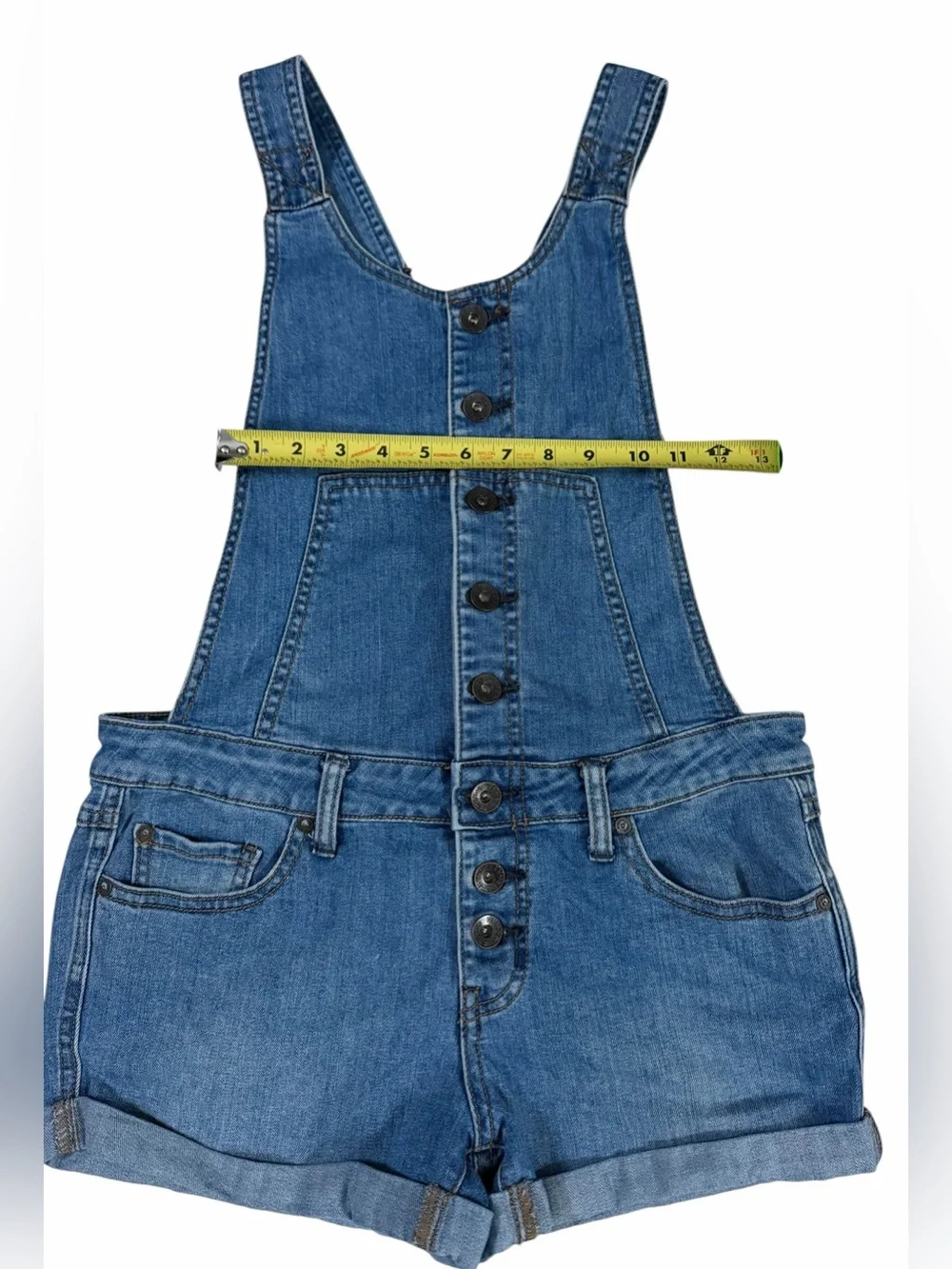 Free People Size 26 Denim Overall Shorts Open Back Button Front Boho Festival